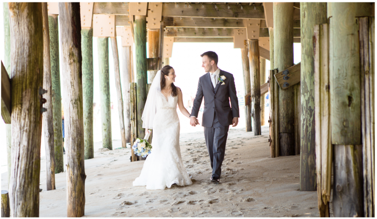 Directional-diffused light under a pier on a beach